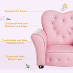 Toddler Sofa, Princess Couch Furniture With Diamond Decoration For Preschool Child, Pink