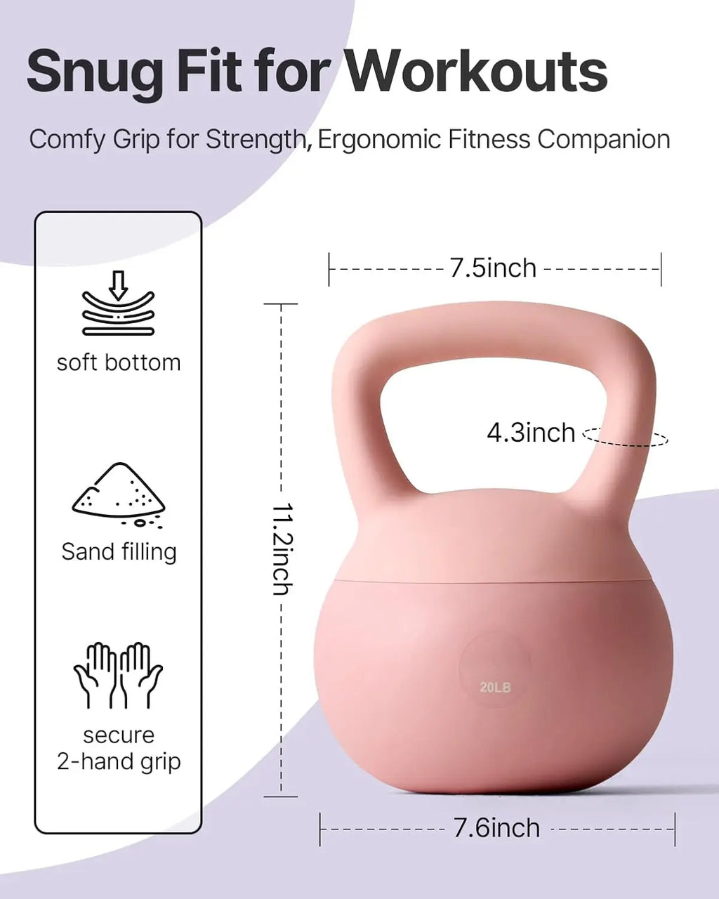 Soft Kettlebell with Handle,Soft Sided Kettlebell,Fitness Soft Kettlebells,Anti-Slip Grip, Wide-Grip Handle,Neoprene Material,Home Workout Kettlebell Weights for Strength Training,Kettlebells Set Strength and Safety Guaranteed, Beginner Gear