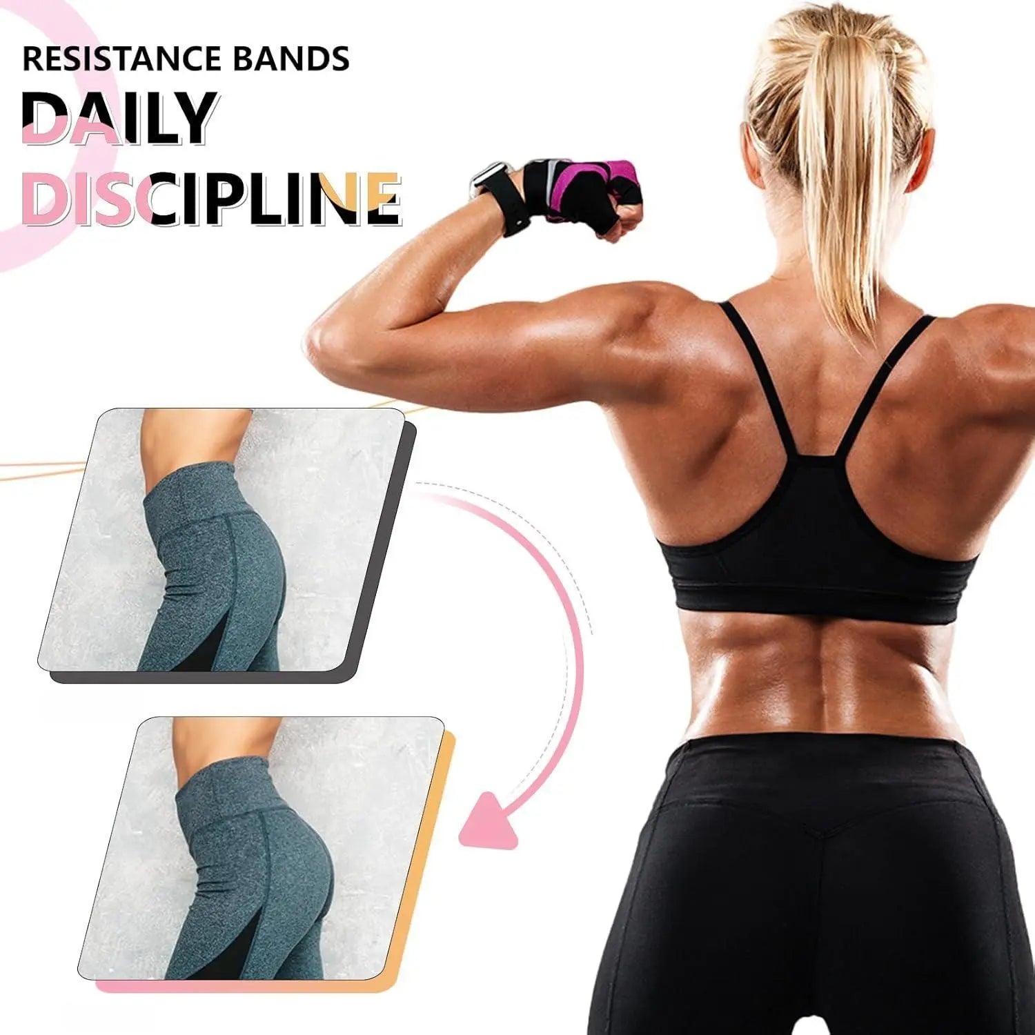 Exercise Bands, 3 Levels Fabric Resistance Bands for Working Out, Workout Bands Resistance for Women & Men, Multi-Colored Fabric Booty Bands for Leg Strength Training, Yoga