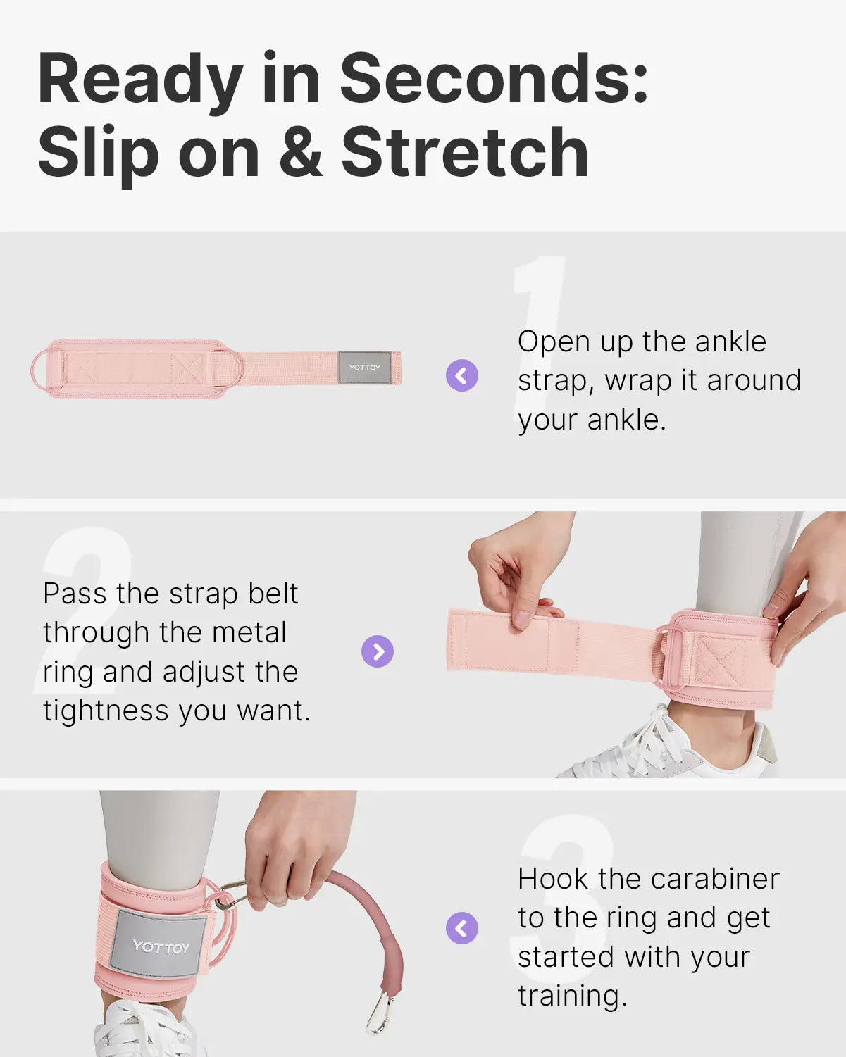 YOTTOY Ankle Resistance Bands with Cuffs Adjustable Straps for Leg & Glute Workout Butt Exercise Bands for Cable Machines Women Perfect for Hip Fitness & Booty Training