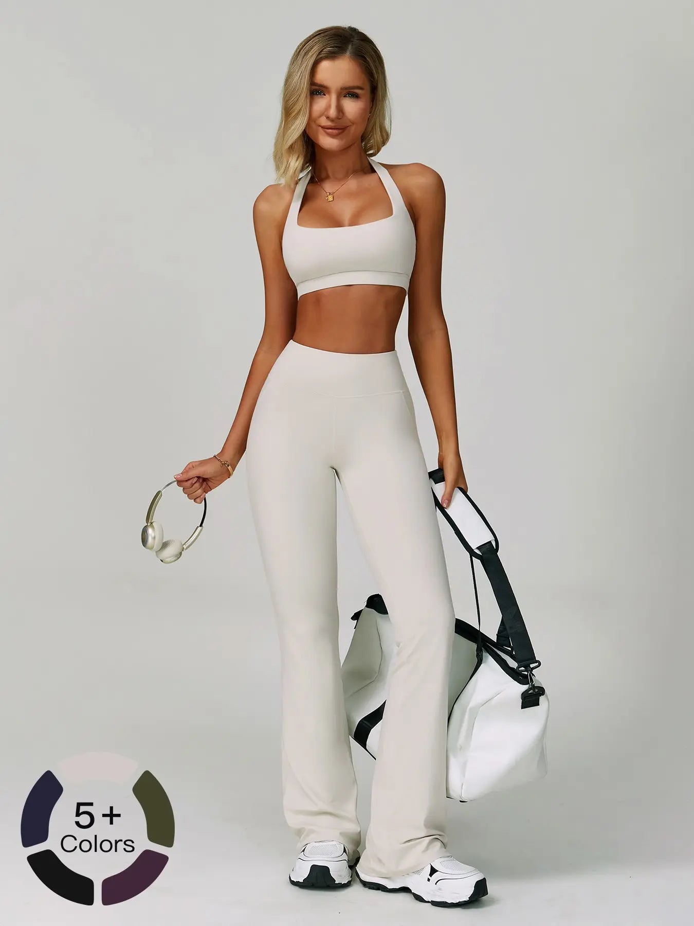 Cloud Sensory Backless Yoga Set, Halter Neck Tight Fit Quick-Dry Fitness Clothes, High-Strength Sports Wear for Women, Gym Exercise Activewear, Yoga Gym Outfits, Yoga Workout Activewear