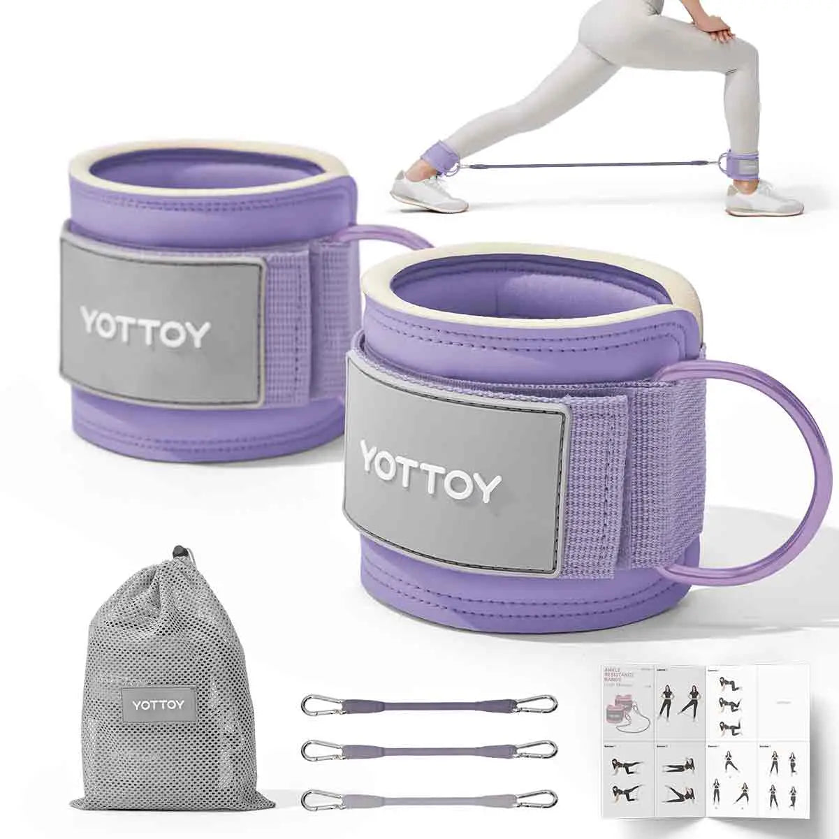 YOTTOY Ankle Resistance Bands with Cuffs Adjustable Straps for Leg & Glute Workout Butt Exercise Bands for Cable Machines Women Perfect for Hip Fitness & Booty Training