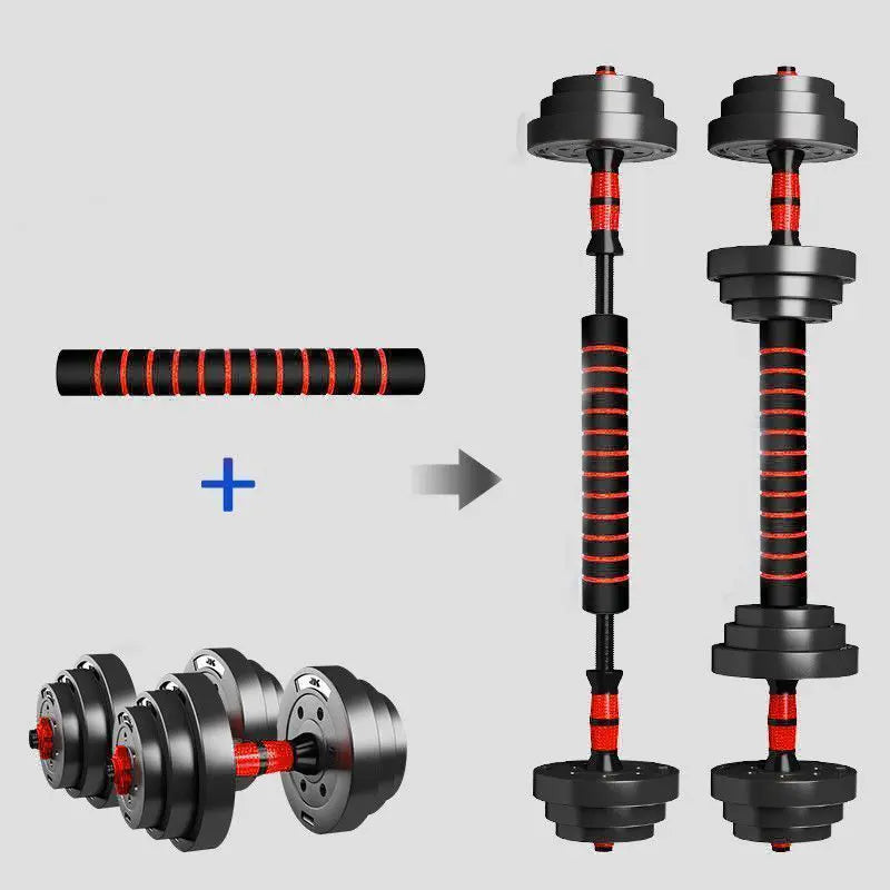 44Lbs Adjustable 2-In-1 Dumbbell Convertible Barbell & Dumbbell Quick-Change Weight System Ideal for Fitness Home Gym