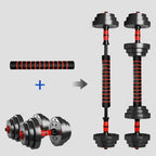 44Lbs Adjustable 2-In-1 Dumbbell Convertible Barbell & Dumbbell Quick-Change Weight System Ideal for Fitness Home Gym