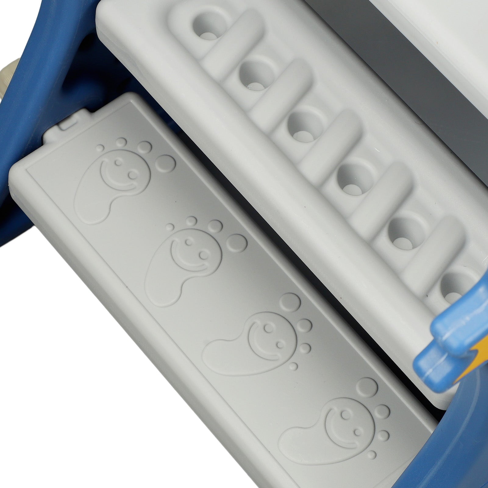 Toddler Indoor Slide For 0 To 3 Years Old Easy Assembly Dinosaur Shape Foldable Slide With Basketball Hoop Stairs Blue