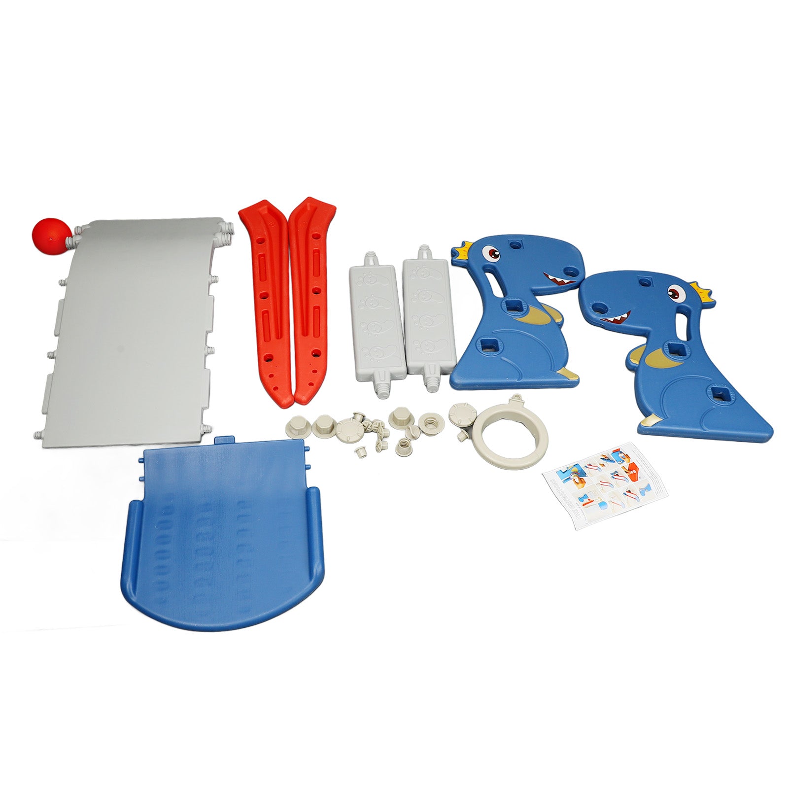 Toddler Indoor Slide For 0 To 3 Years Old Easy Assembly Dinosaur Shape Foldable Slide With Basketball Hoop Stairs Blue