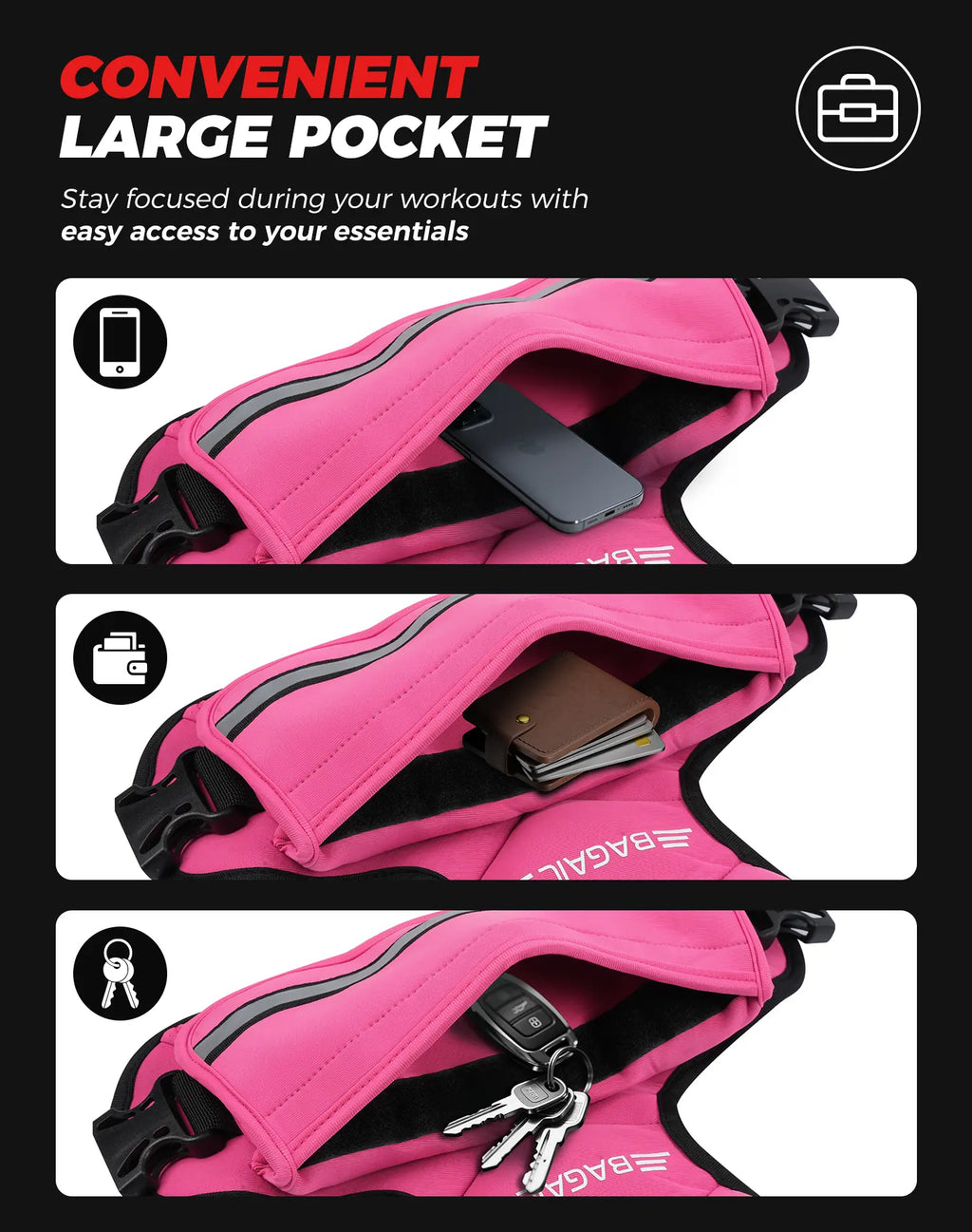 【Springstatements】Bagail Adjustable Weighted Vest 4-10Lb 12-18Lb 20-32Lb Rucking Vest for Women & Men with 6 Weights & Large Pocket Ideal for Home Workouts Running Walking Strength Training Muscle Exercise Equipment