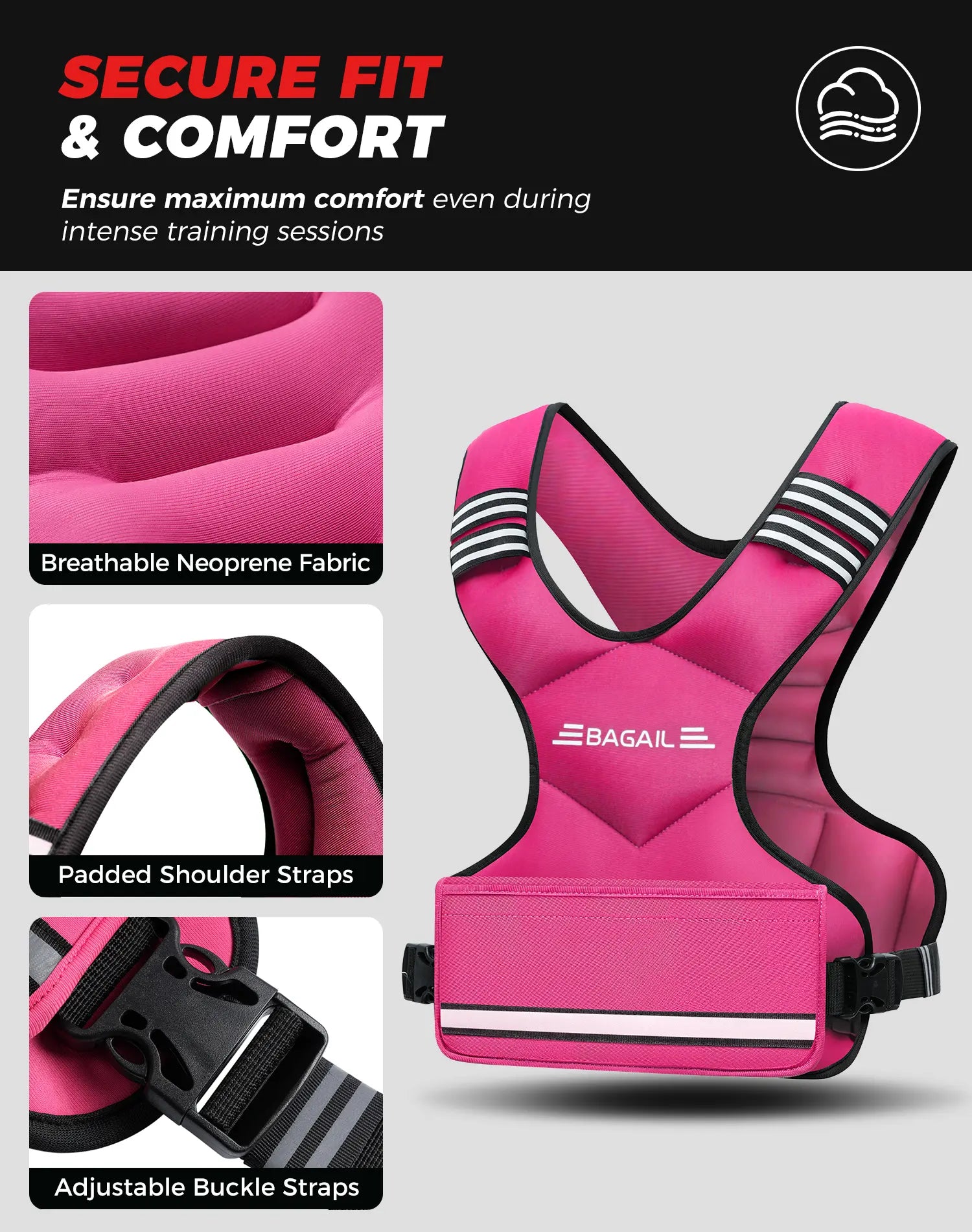 【Springstatements】Bagail Adjustable Weighted Vest 4-10Lb 12-18Lb 20-32Lb Rucking Vest for Women & Men with 6 Weights & Large Pocket Ideal for Home Workouts Running Walking Strength Training Muscle Exercise Equipment