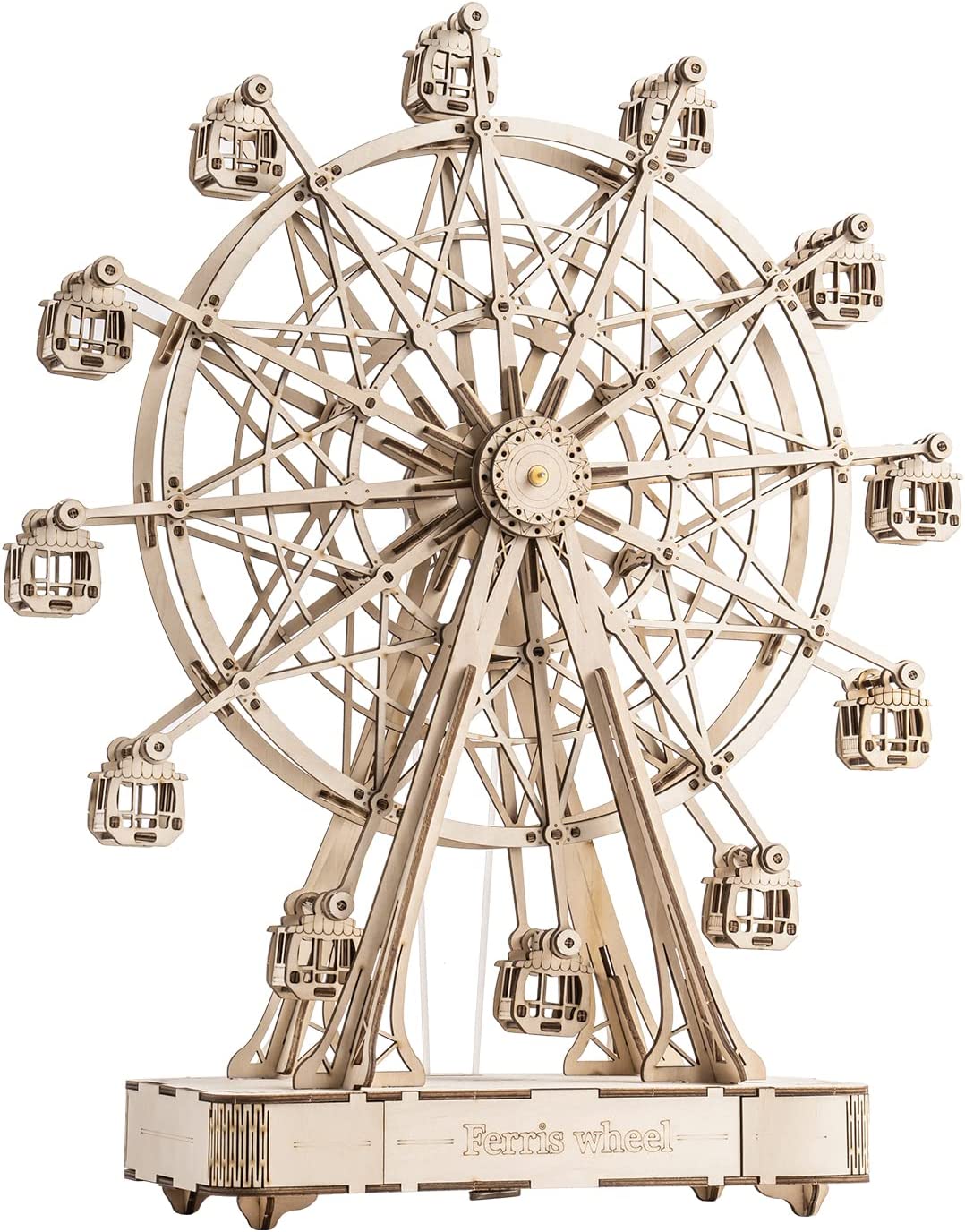 DIY Wooden Rotatable Ferris Wheel Model With Playing Music