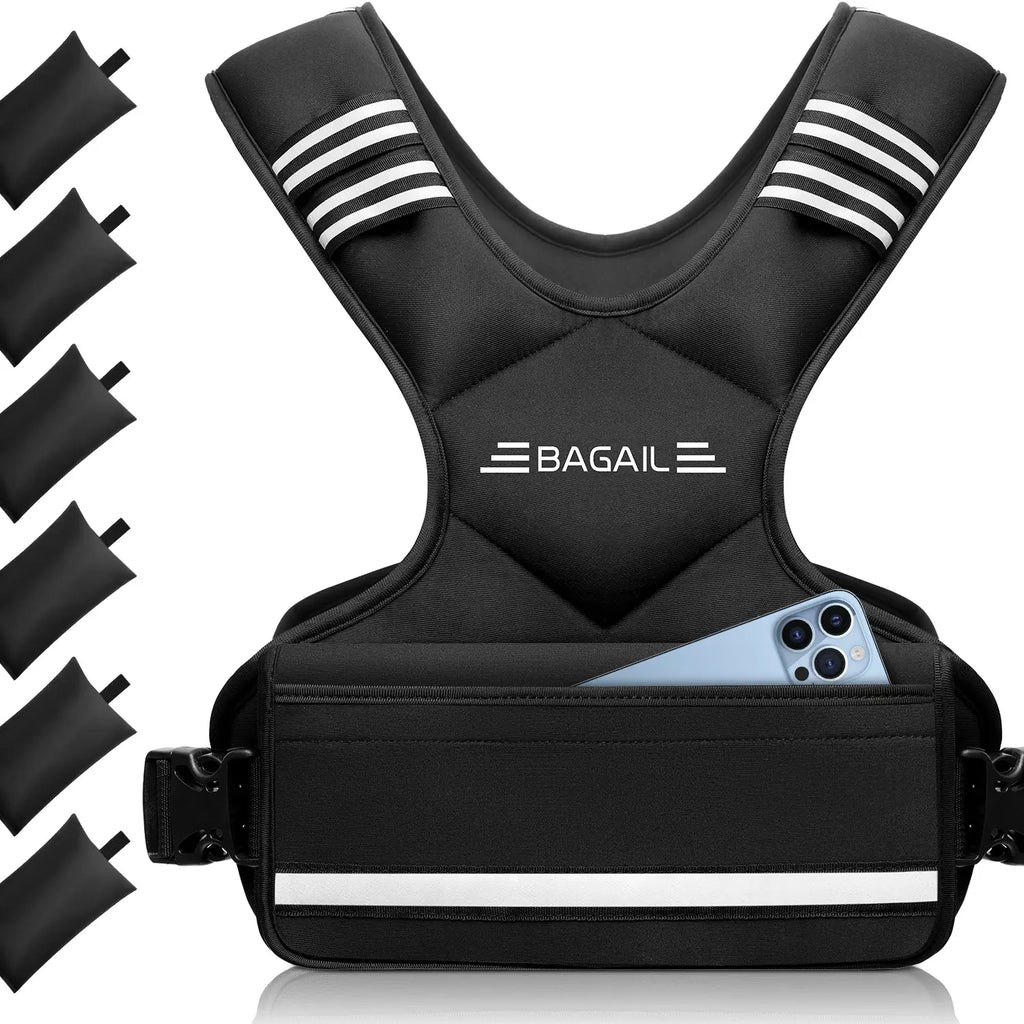 【Springstatements】Bagail Adjustable Weighted Vest 4-10Lb 12-18Lb 20-32Lb Rucking Vest for Women & Men with 6 Weights & Large Pocket Ideal for Home Workouts Running Walking Strength Training Muscle Exercise Equipment