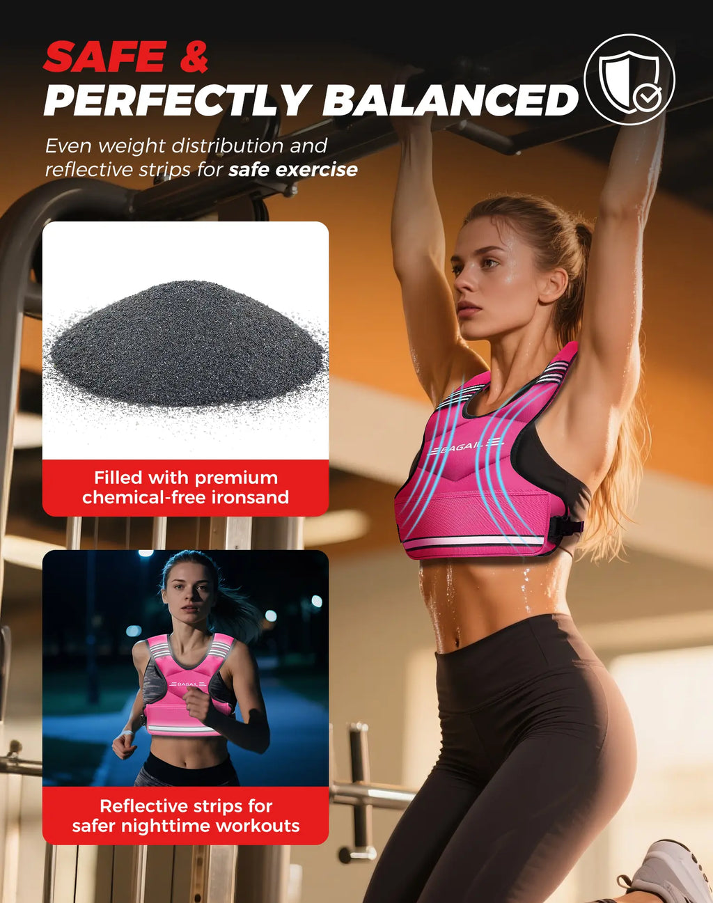 【Springstatements】Bagail Adjustable Weighted Vest 4-10Lb 12-18Lb 20-32Lb Rucking Vest for Women & Men with 6 Weights & Large Pocket Ideal for Home Workouts Running Walking Strength Training Muscle Exercise Equipment