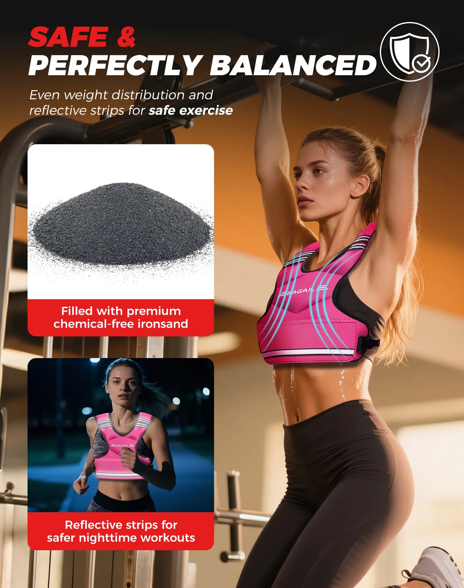 【Springstatements】Bagail Adjustable Weighted Vest 4-10Lb 12-18Lb 20-32Lb Rucking Vest for Women & Men with 6 Weights & Large Pocket Ideal for Home Workouts Running Walking Strength Training Muscle Exercise Equipment