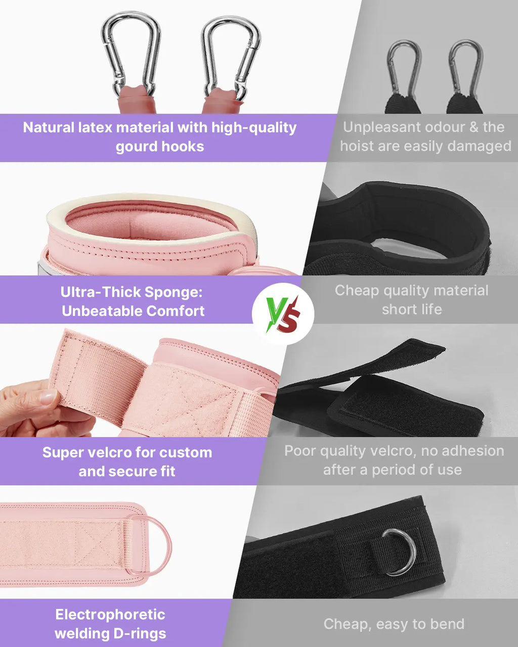 YOTTOY Ankle Resistance Bands with Cuffs Adjustable Straps for Leg & Glute Workout Butt Exercise Bands for Cable Machines Women Perfect for Hip Fitness & Booty Training