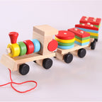 Wooden Train Three-section Tractor Toy