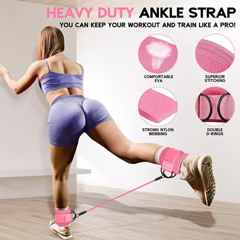 Ankle Resistance Bands W/ Padded Cuffs – Adjustable Glute & Leg Bands for Booty Kickbacks, Home/Gym/Outdoor Calisthenics + Women’S Gift Gluteal Thigh Hip Training