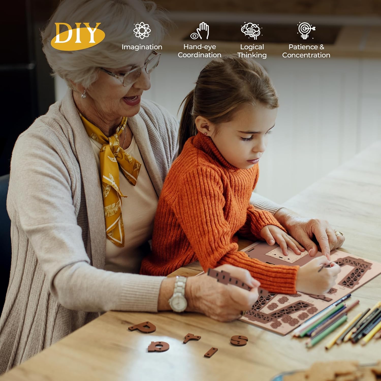 Night Of The Eiffel Tower Large Wooden Puzzle With 4 Light Shows