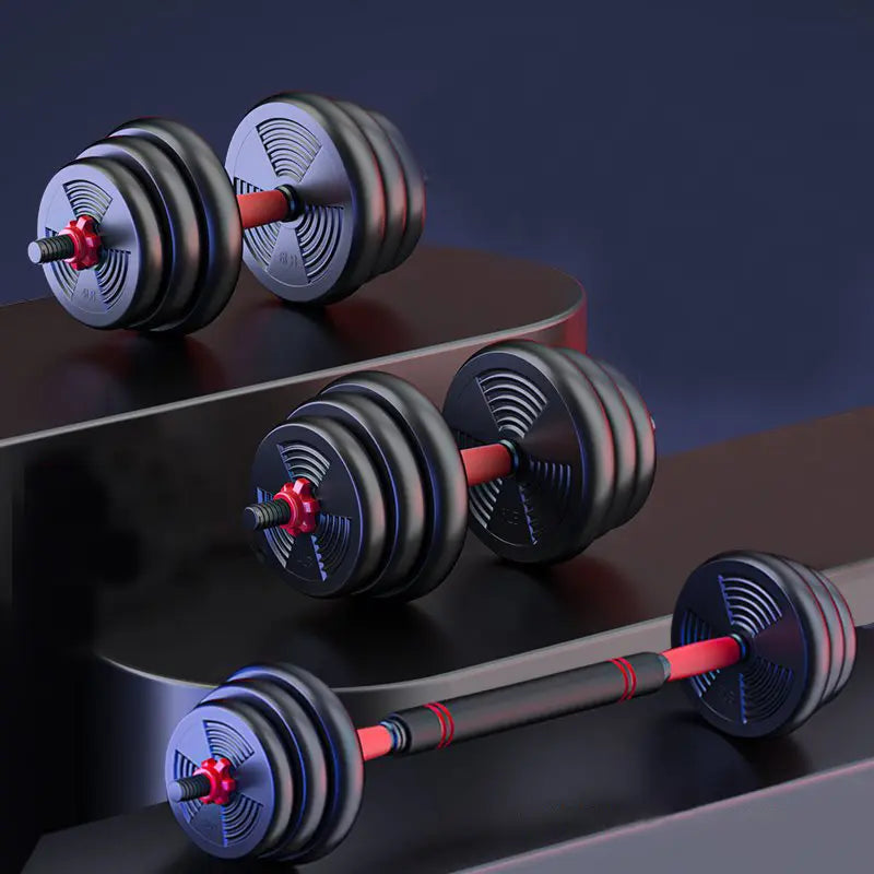 44Lbs Adjustable 2-In-1 Dumbbell Convertible Barbell & Dumbbell Quick-Change Weight System Ideal for Fitness Home Gym