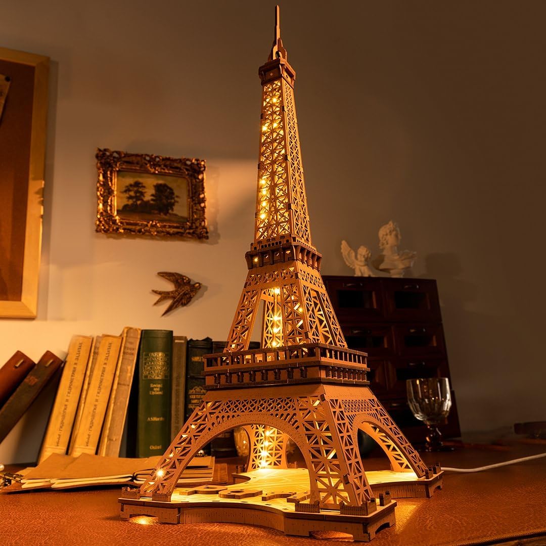 Night Of The Eiffel Tower Large Wooden Puzzle With 4 Light Shows