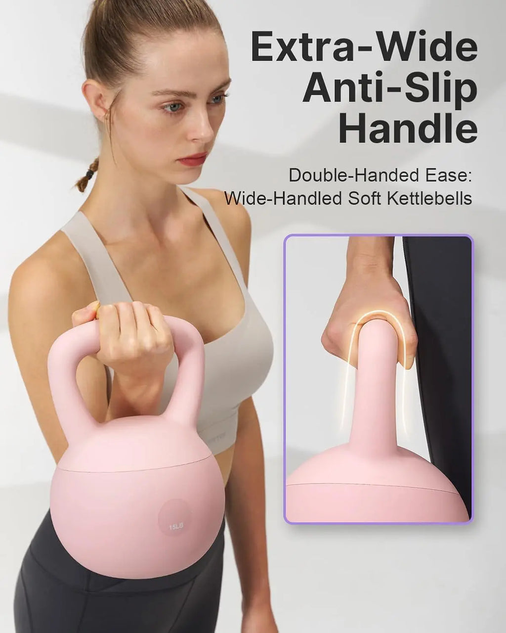 Soft Kettlebell with Handle,Soft Sided Kettlebell,Fitness Soft Kettlebells,Anti-Slip Grip, Wide-Grip Handle,Neoprene Material,Home Workout Kettlebell Weights for Strength Training,Kettlebells Set Strength and Safety Guaranteed, Beginner Gear