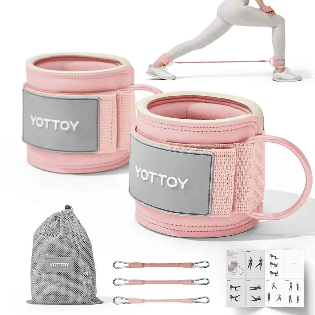 YOTTOY Ankle Resistance Bands with Cuffs Adjustable Straps for Leg & Glute Workout Butt Exercise Bands for Cable Machines Women Perfect for Hip Fitness & Booty Training