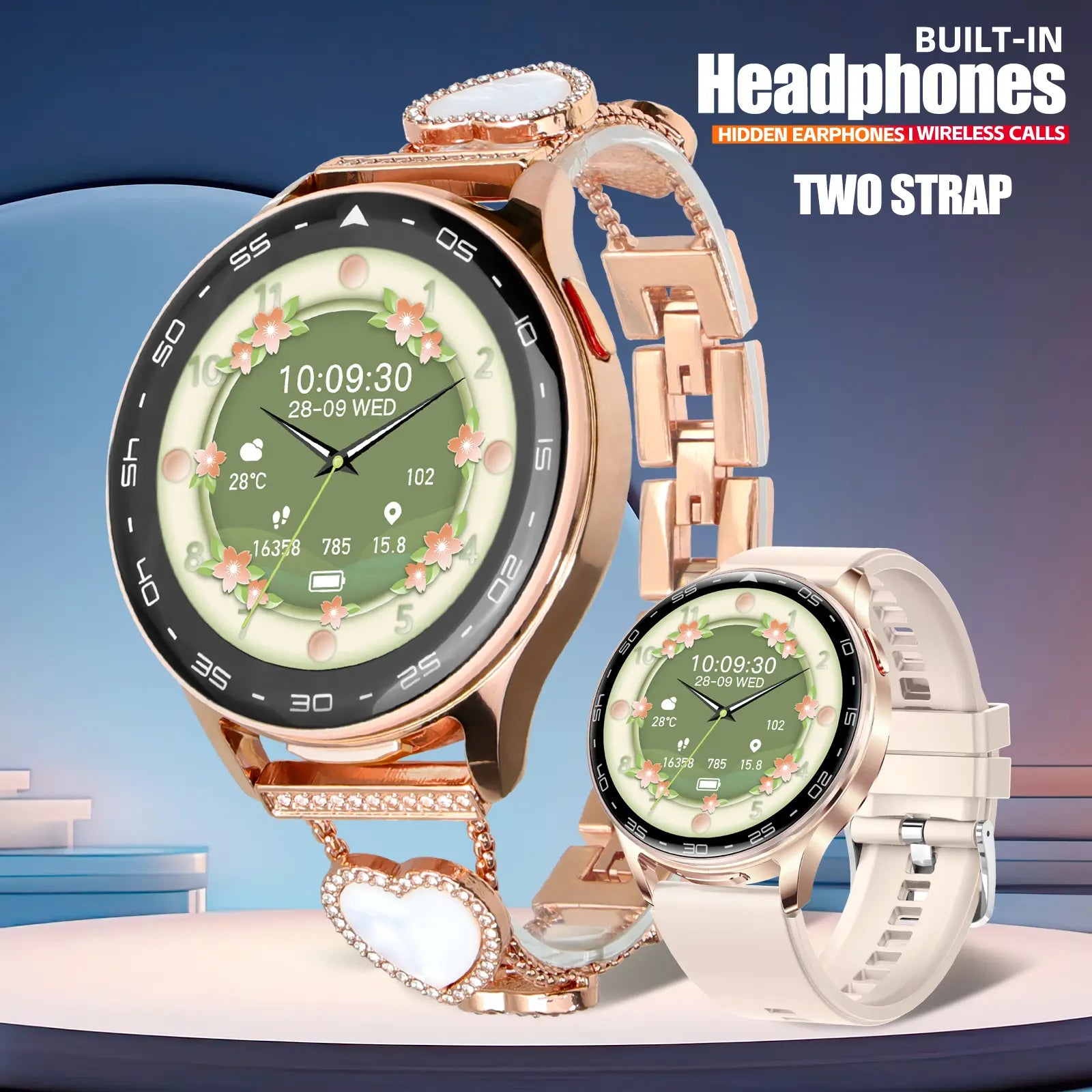 Multifunctional Smart Watches for Women Men with Earbuds & Shell Strap, Wirelss Calls(Answer&Make), 1.39'' HD Screen Smartwatch with IP67 Waterproof Muisc Player Magenatic Charging for Ios Android Smartphones for Holiday Gifts