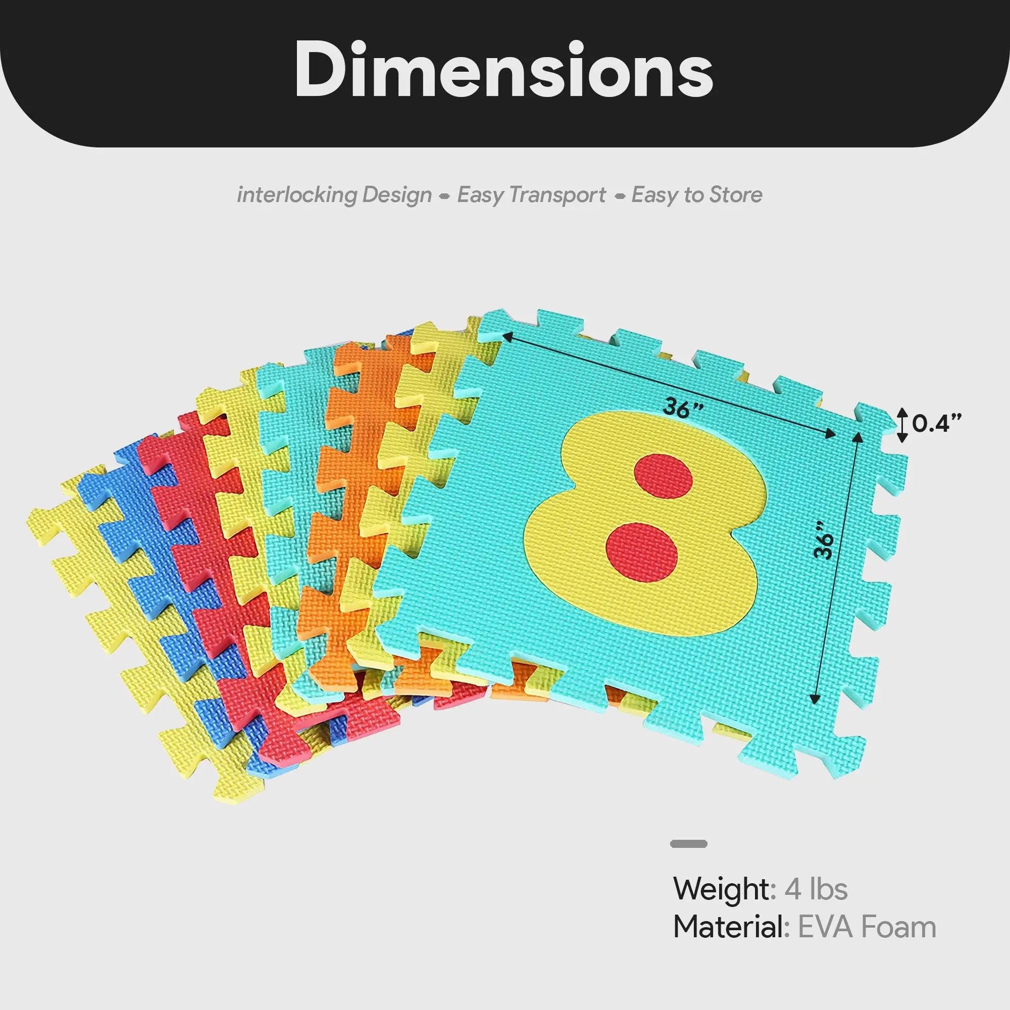 Balancefrom 9 Color Thick Interlocking Letter Puzzle Foam Exercise Play Mats, 36