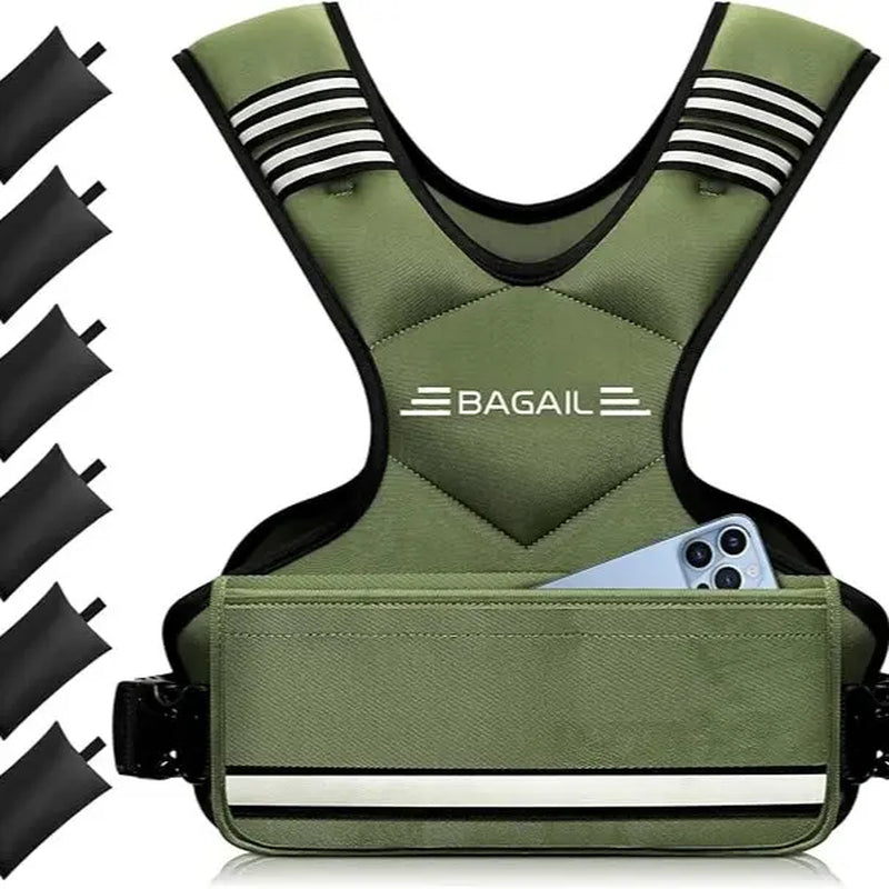 【Springstatements】Bagail Adjustable Weighted Vest 4-10Lb 12-18Lb 20-32Lb Rucking Vest for Women & Men with 6 Weights & Large Pocket Ideal for Home Workouts Running Walking Strength Training Muscle Exercise Equipment