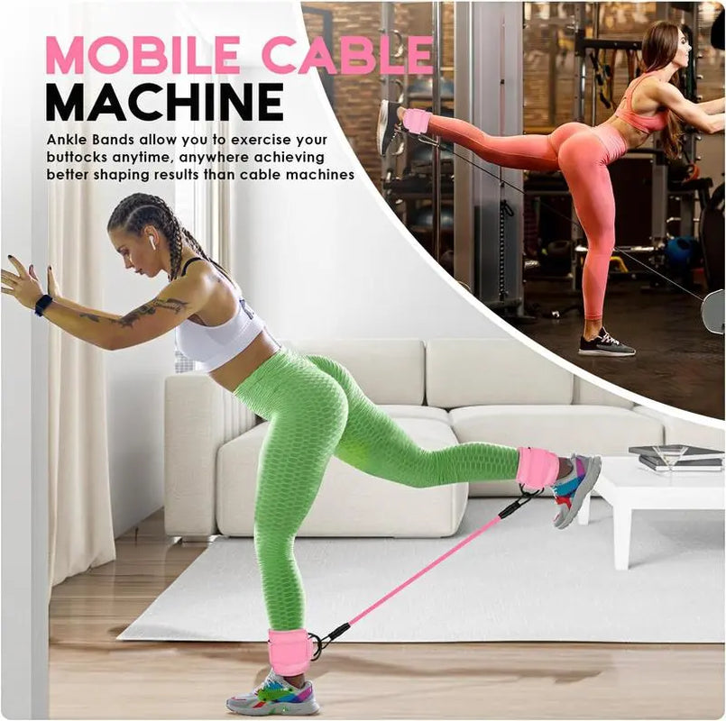 Ankle Resistance Bands W/ Padded Cuffs – Adjustable Glute & Leg Bands for Booty Kickbacks, Home/Gym/Outdoor Calisthenics + Women’S Gift Gluteal Thigh Hip Training