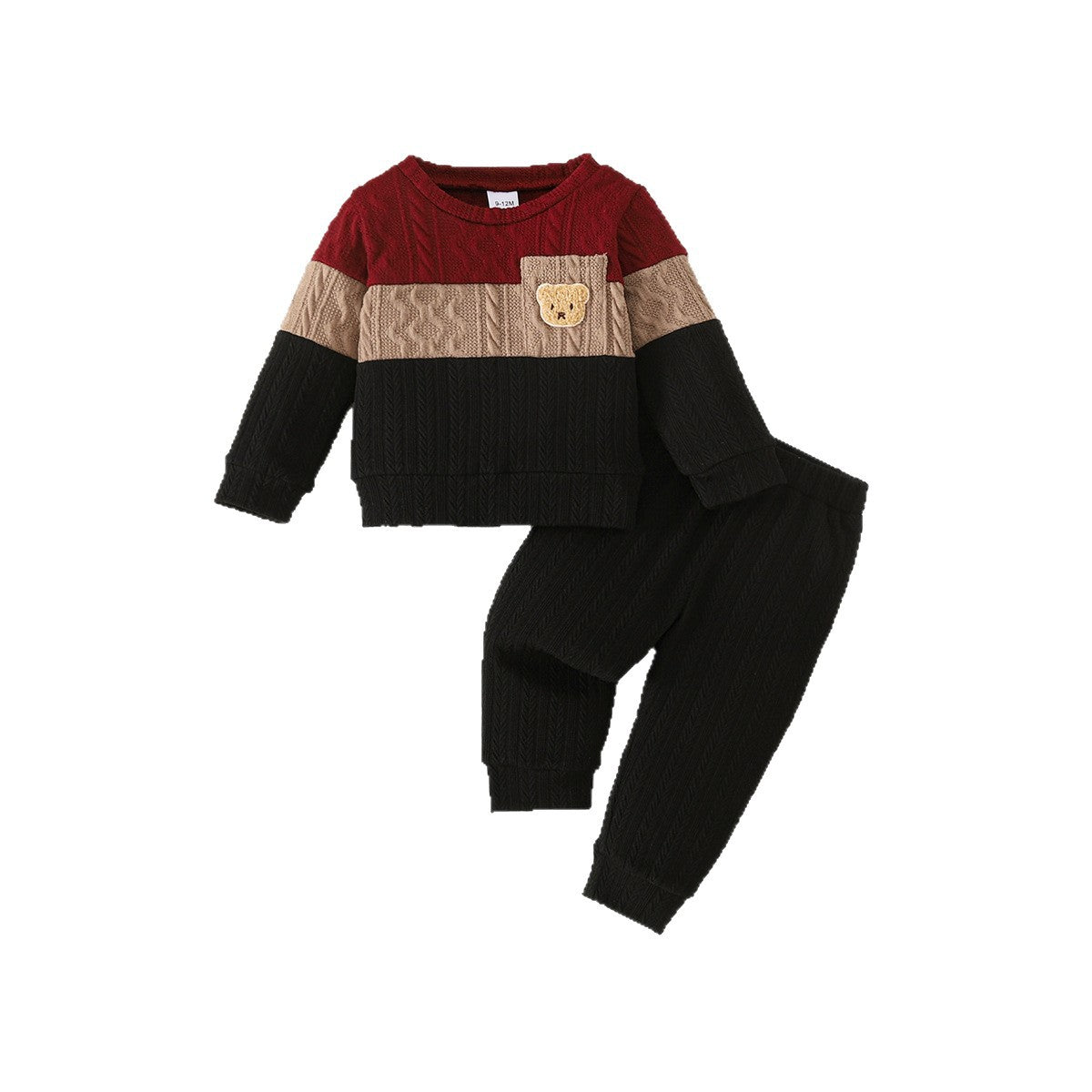 Color-block Crewneck Long-sleeve With Bear Patch