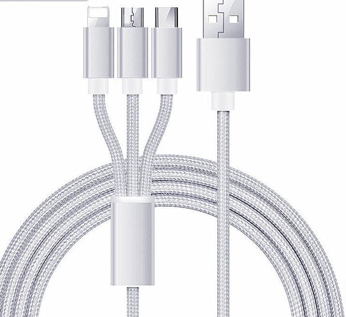 USB Charging Cable 3 In 1 Multi Head Charger For Most Devices